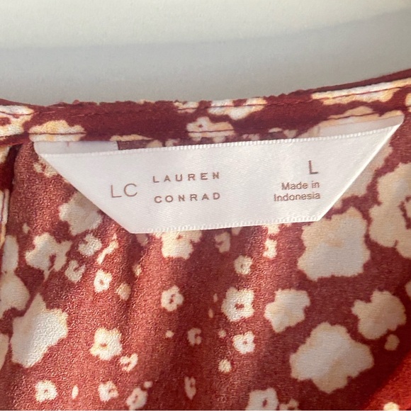 LC Lauren Conrad Red Ruffled Puff Sleeve Blouse - Picture 5 of 8